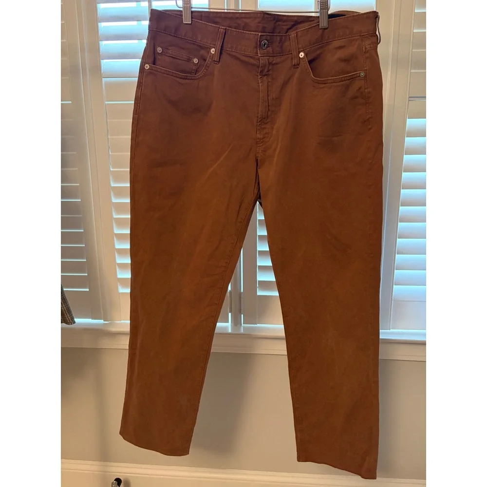 Bonobos Mens 35x32 Five Pocket Pants Rust Brown Straight Leg Casual Chinos